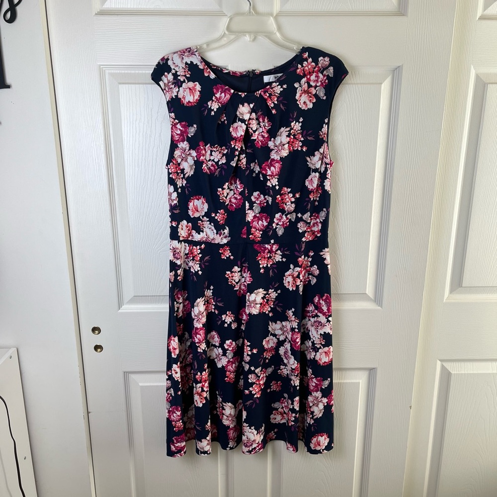 Navy Floral Midi Dress